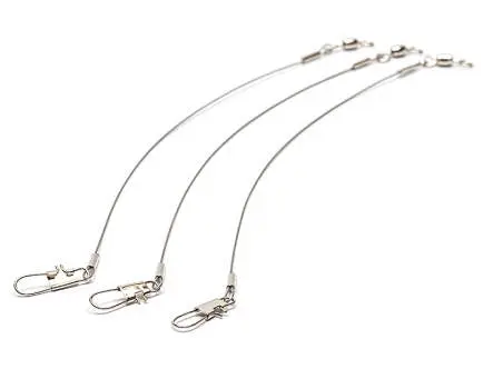 Stahlvorfach für Raubfische mit Karabiner und Wirbel ESOX hotfly - 3 Stk. - 45 cm