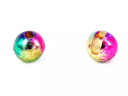 Tungsten Kopfperlen geschlitzt - REGENBOGEN - 10 Stk.