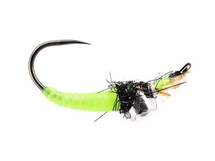 Hunting Fluo Chartreuse Caddis Larva Jig Off TG BL