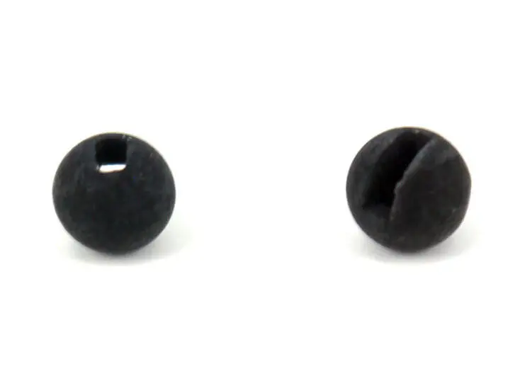 Tungsten Kopfperlen geschlitzt - MATT BLACK - 100 Stk. - 4,6 mm