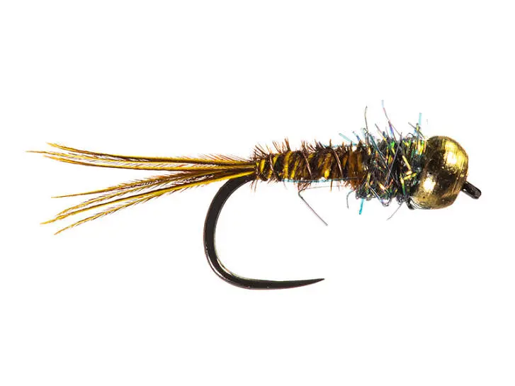 Tiny Yellow Pheasant Nymph Brass Bead BL 14