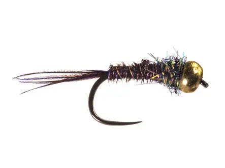 Tiny Purple Pheasant Nymph Brass Bead BL