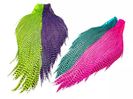 4 HALBE HAHNENBÄLGE hareline - tyers 4 color dyed...