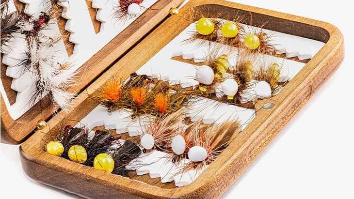 Fliegendose aus Holz Fliegenbox Trockenfliegen Suchfliegen Fliegenfischen