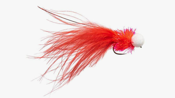 Booby rot weiss Marabou widerhakenlos Stillwasser Fliegenfischen Fliegenmuster schwimmend 